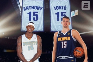 ESPN：掘金也许应该将安东尼和约基奇的15号球衣都退役