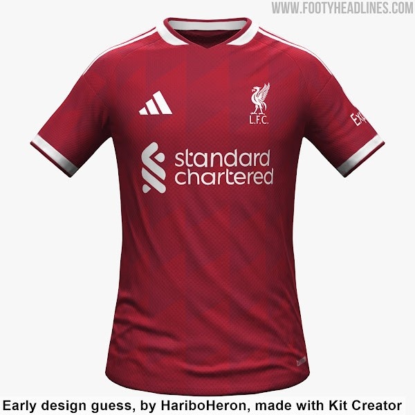 利物浦26-27赛季主场球衣谍照：采用深红色调+白色细节装饰
